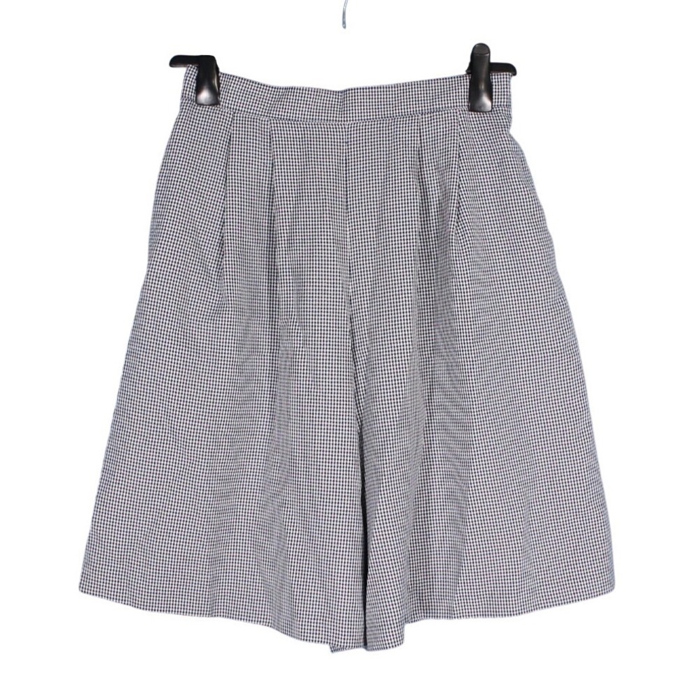 VTG GRAFF Twill NAVY HOUNDSTOOTH High-Rise PLEATED FRONT Elastic Back SHORTS 16